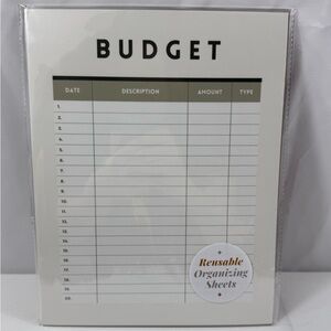 New-Custom Made Budget Reusable Organizer Sheet w/Wet Erase Marker